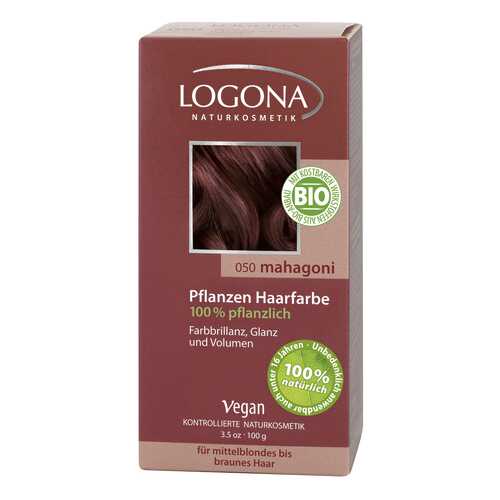 Краска для волос Logona Herbal Hair Colour Powder Махагон коричневато-красный 100 г в Улыбка Радуги